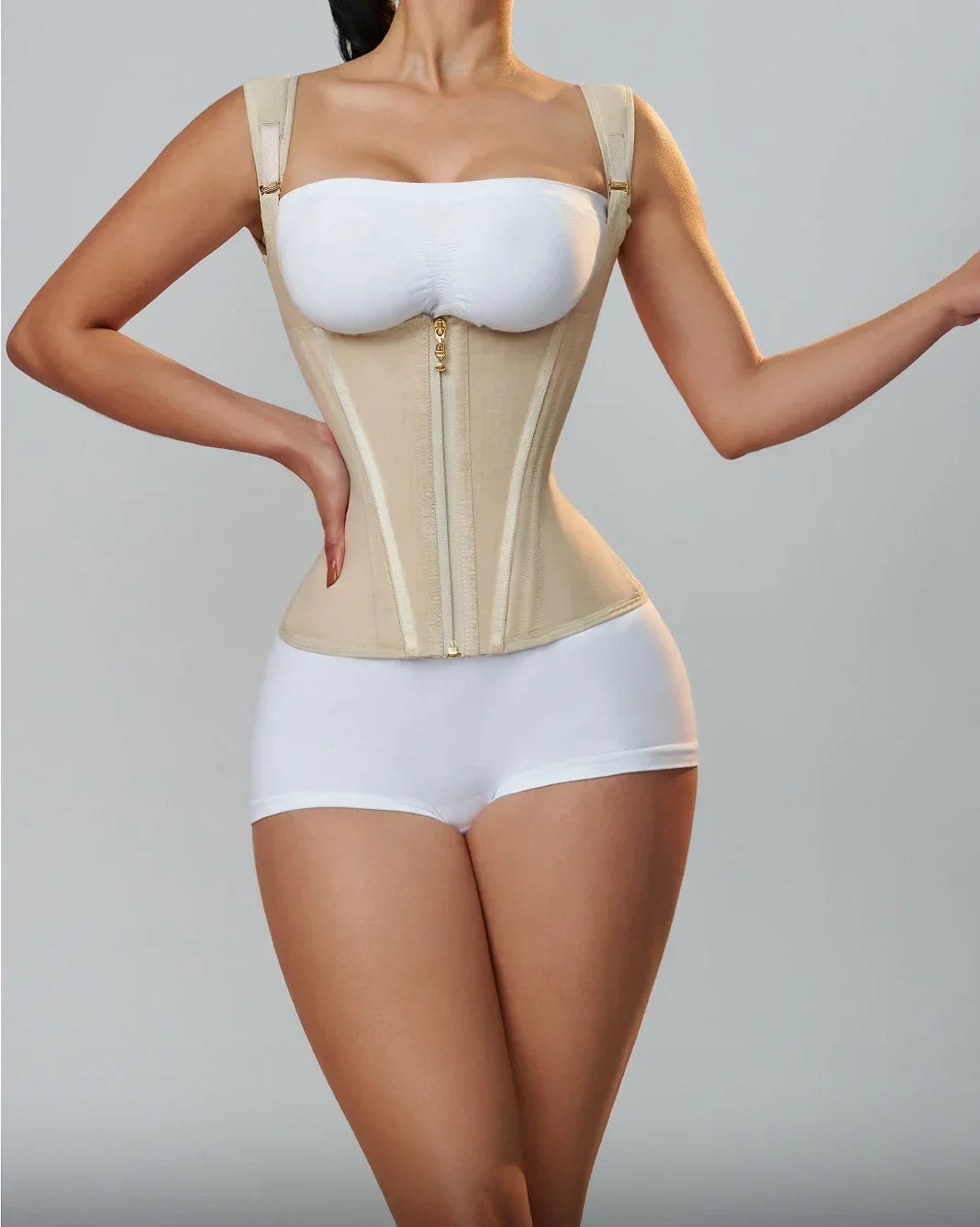Fajas Waist Trainer Corset for Women with Adjustable Zipper and Hook-Eyes