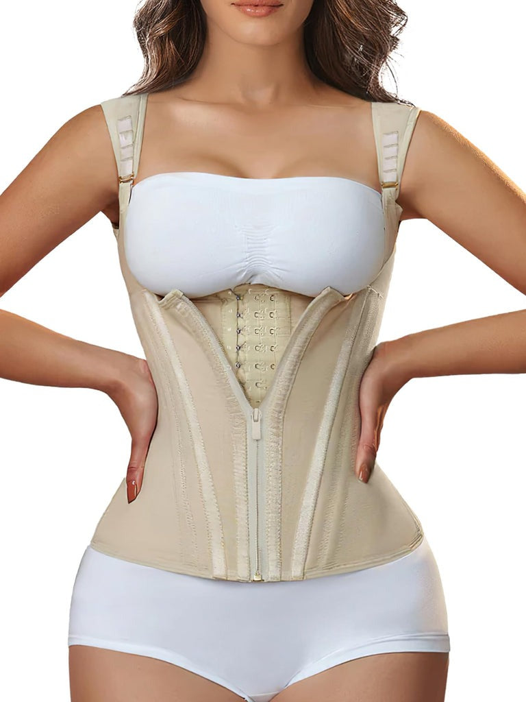 Elysia Fajas Waist Trainer Corset for Women with Adjustable Zipper and Hook-Eyes